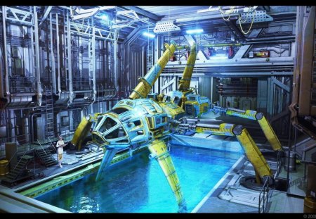 Future submersible ship - explorer, ocean, hanger, ship