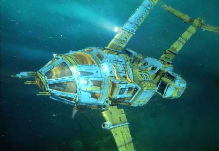 Submersed Submersible - submersible, ocean deep, underwater, exploring