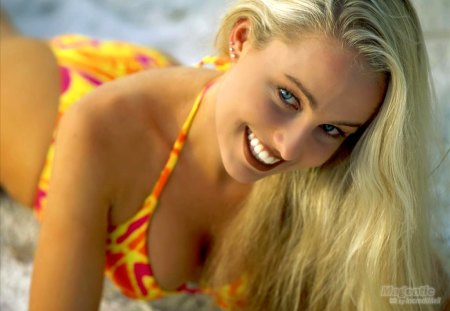 Beautiful smile - female, beach, girl, sea, ocean, smile, woman, bikini, blond, sexy, sun