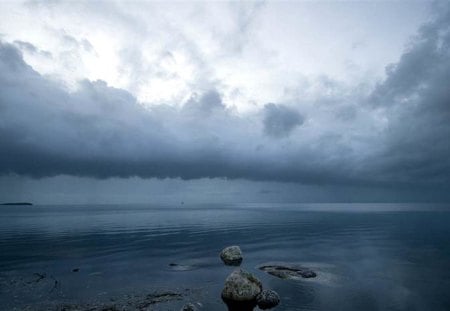 big trouble ahead - clouds, hurricane irene, biscayne bay, blue