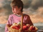 Boy with basket of apples