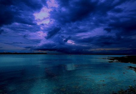 Nothing But Blue - sky, dark, beautiful, water, hdr