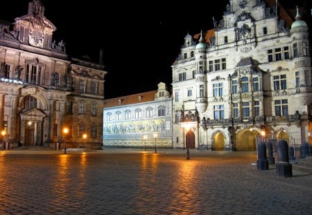 Dresden at Night - street, dresden, classic, german, gothic, night