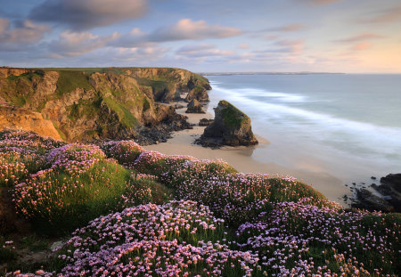 Beautiful view - nice, beauty, sky, beach, photography, panorama, water, sunset, grassview, rocks, view, pretty, cool, clouds, romance, breathtaking, grass, sand, ocean, landscape, hills, lovely, nature, pink, beautiful, colors, flowers, sea