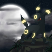 glowing umbreon in a full moon