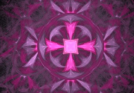 A Pink Cross - cross, maroon, fractal, abstract, pretty, pink