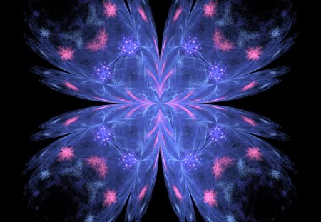 Blue Delight - abstract, blue, butterfly shape, pink, fractal