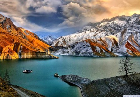 amirkabir-dam - clouda, mountains, nature, lakes