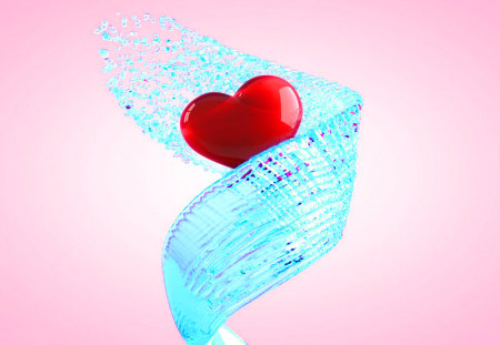 diamond heart - diamond, blue, heart, red