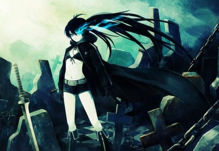 Black rock shooter - dark anime, anime, black fade, shooter girl