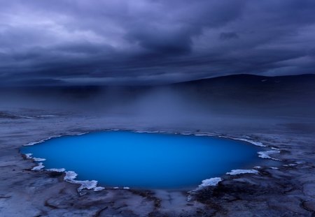 Blue Oasis - lanscape, night, blue, oasis