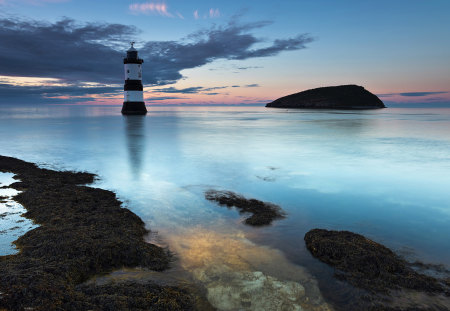 Penmon-Lighthouse - clouds, manmade, water, lighthouse, beach, photography, sea, beauty, ocean, sky