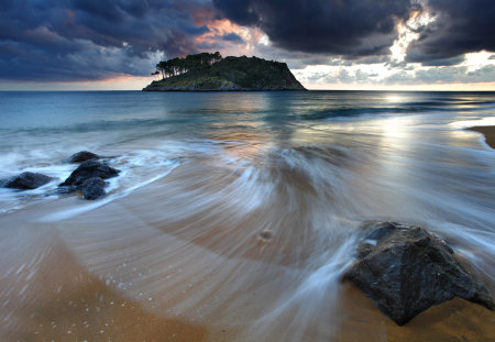 island rush - sky, ocean, beach, photography, water, rocks, nature, island, sand, sea