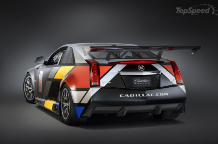 cadillac race car - silver alloys, yellow, blue, two seater, race modified, black, white, silver, red, front engine