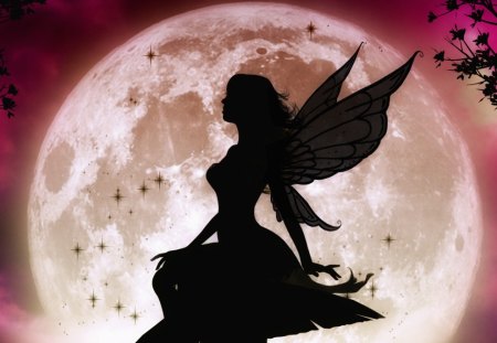 Fairy - moon, abstract, fairy, fantasy