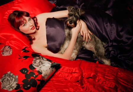 Sophie Ellis Bextor and friend - woman, scottie, lips, hot, hair, eyes, trachtenberg, vampire, sophie, legs, face, brown, buffy, dog, brunette, michelle, lady, sexy, ellis, girl, slayer, bextor, the, beautiful, babe