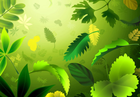 Green 3D - abstract, nature, green, butterfly, 3d and cg