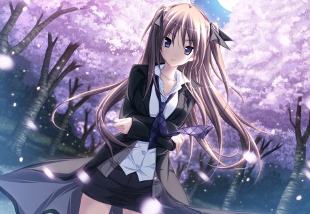 Anna - anna, sexy, girl, anime girl, kawai, sakura tree, visual novel, game cg, cherry blossom, cool, mirai nostalgia, anime, tree, cute