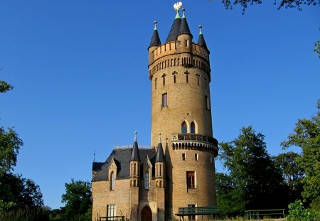 Babelsberg Park Tower - germany, babelsberg, tower, park, castle, flatowturm