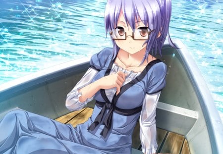 Hot anime - cg, cute, boat, game, sexy, girl, drenched