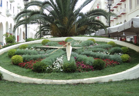 greek time - clock, flowers, greece, time