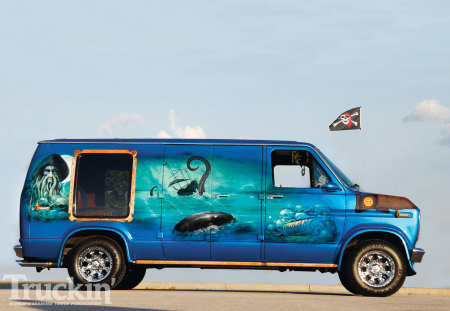 Pirates Of The Caribbean - ford, custom, blue, van