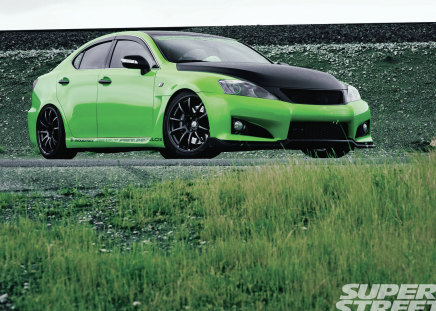 Lexus - green, street, custom, black hood