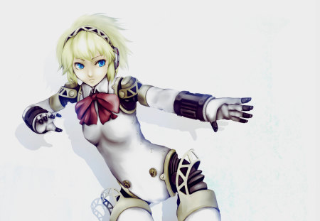 Persona - persona 3, anime, anime girl, warrior, original, aigis, persona, short hair, headphones, video game