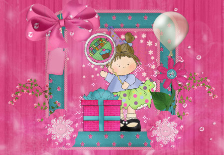 Happy Birthday - happy birthday, girl, balloons, pink, ribbons, birthday