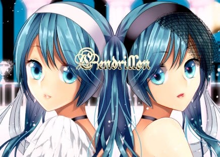 Cendrillon - pretty, artistic, nice, program, bare shouders, beauty, virtual, cg, white, 2 girls, cute, aqua eyes, song, vocaloid, anime, blue, twintail, dress, hatsune miku, music, aqua, art, sky, idol, clouds, anime girl, beautiful, palace, singer, girl, cool, black, miku, awesome, diva, digital, aqua hair, hatsune, vocaloids