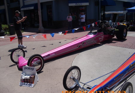 SHIRLEY MULDOWNEY DRAGSTER - cars, autos, racer, pink, outside, fast, car, show, auto, dragster