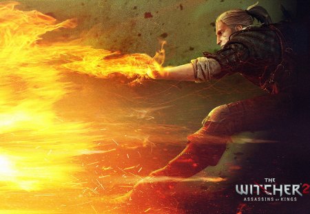 The Witcher 2 - witcher, fire, hd, geralt, magician