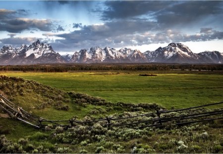 Mountains Beauty - beauty, sky, mounts, scencery, field, nature, beautiful, clouds, rainy, grass