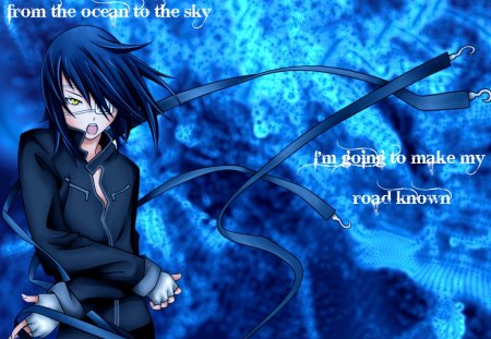 Ocean Road of the Sky - ocean, sky, regalia, road, air gear, fang road, agito, shark, cool, fang, fang king, blue, anime