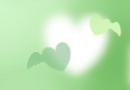 green love - wings, love, green, heart