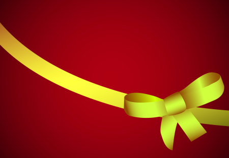 bow on red - red, yellow, 3d, bow