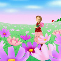 girl in flower field