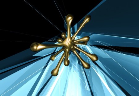 Splat 1 - lines, golden, suspended, blue