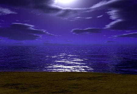 MOONLIT - purple, beach, waters, moonlit