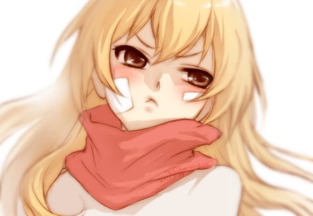 Toradora - asaka taiga, blonde hair, long hair, blush, brown hair