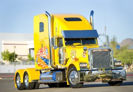 Millennium Yellow - truck, stacks, rig, tractor