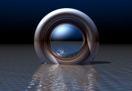 Time Warp Portal - abstract, on water, time portal, 3d, convex lens