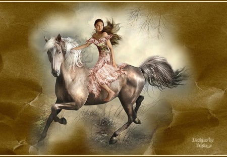 Freedom - free, horse, freedom, escape, woman