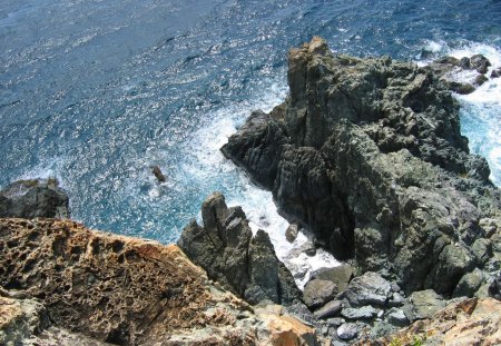 From Above - cliff, rock, ocean, dirt