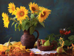 sunflowers and pears