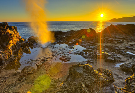 shooting sea - ocean, beach, photography, sun, water, wet, sunset, rocks, bright, nature, yellow