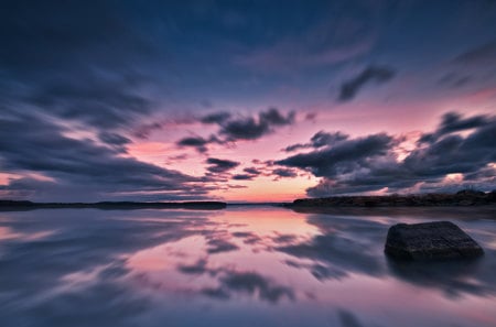 pastel sky - sky, reflection, clouds, water, sunset