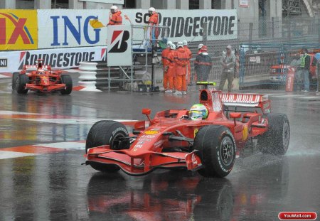 Ferrari F1 - f1, wet, monaco, formula 1, ferrari