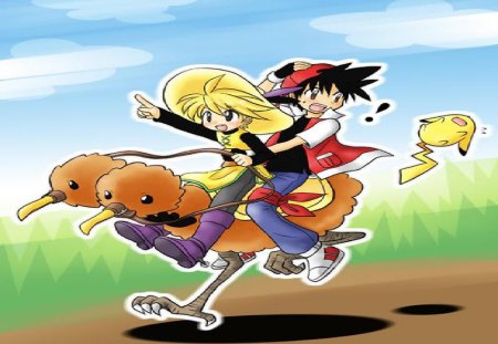 Let's Go!! - manga, anime, yellow, doduo, pokemon, red, pika, video games