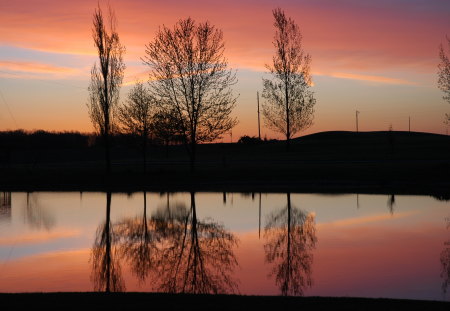 Reflecting sunset - nature, lake, computer, sunset, other